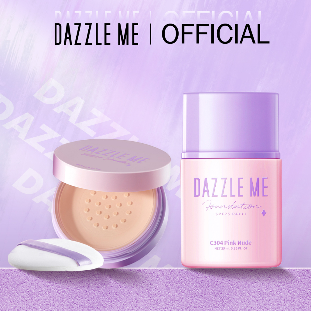 DAZZLE ME-2pcs Face Makeup Set - Long Lasting Foundation + Loose Powder ...