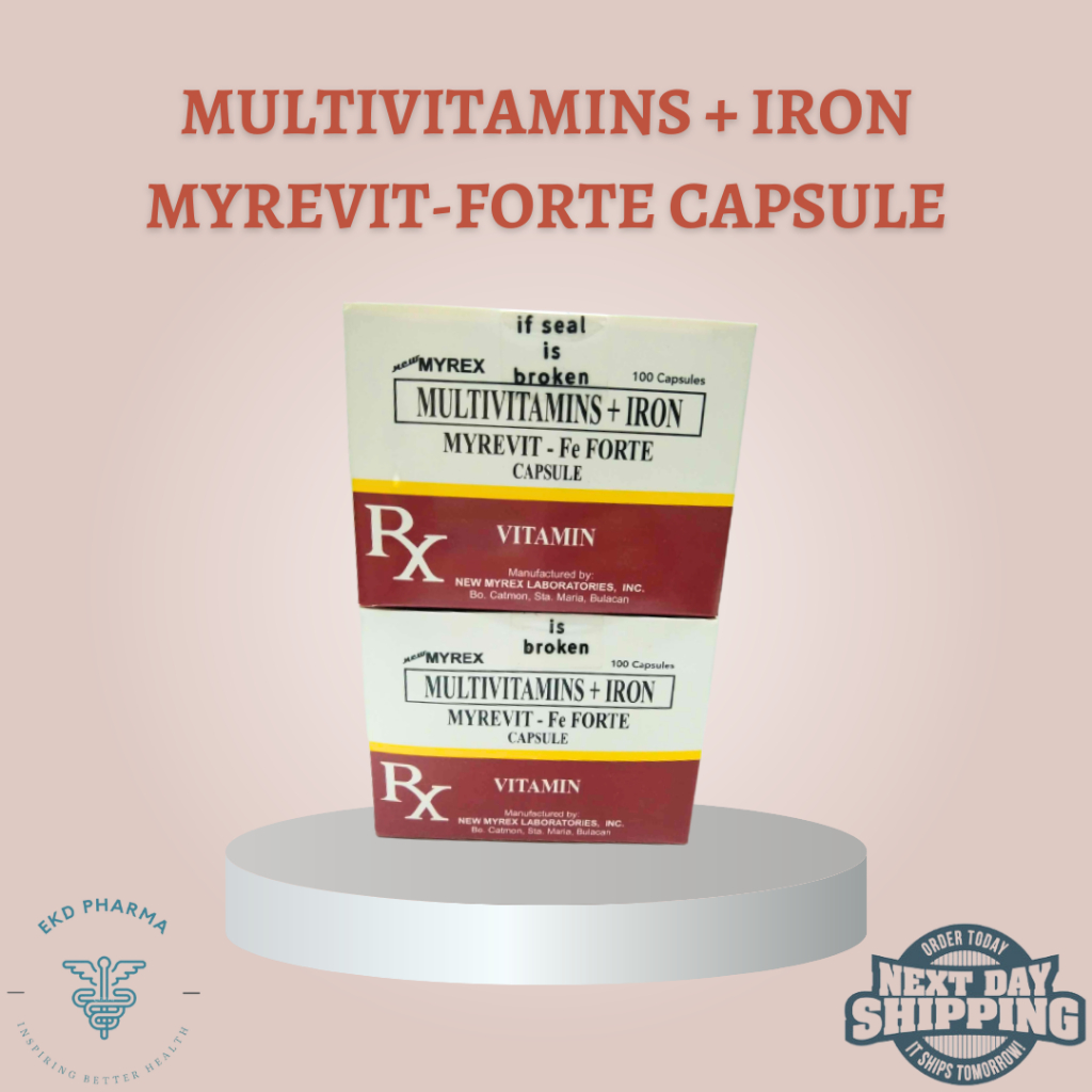 Myrevit Fe Ferrous Forte Multivitamins with Iron Capsule 1 box [100