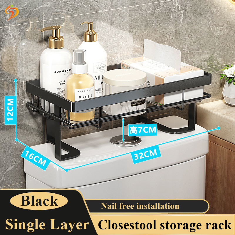 Scaffale Sopra WC A 3 Livelli | Organizzatore Bagno Autoportante | Dimensioni 69x30x181 Cm | Nero, Salvaspazio
