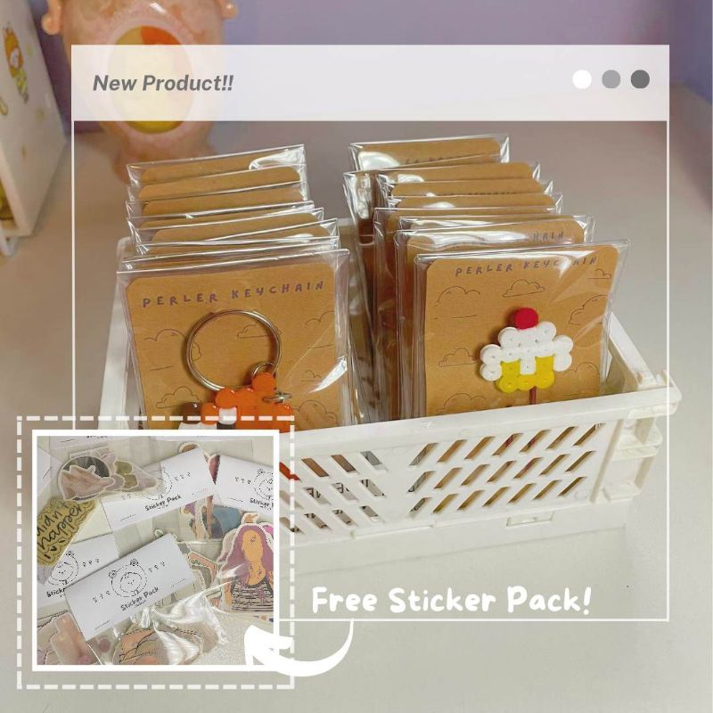 Cute Cartoon & Sanrio Keychains and Paper Clips Made in Perler Beads