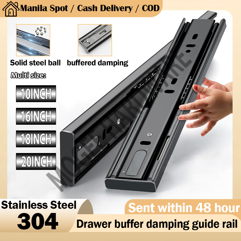 2pcs Drawer Guide Slide Rail ThreeSection Guide 10/16/18/20 Inch Drawer Roller Drawer Slider