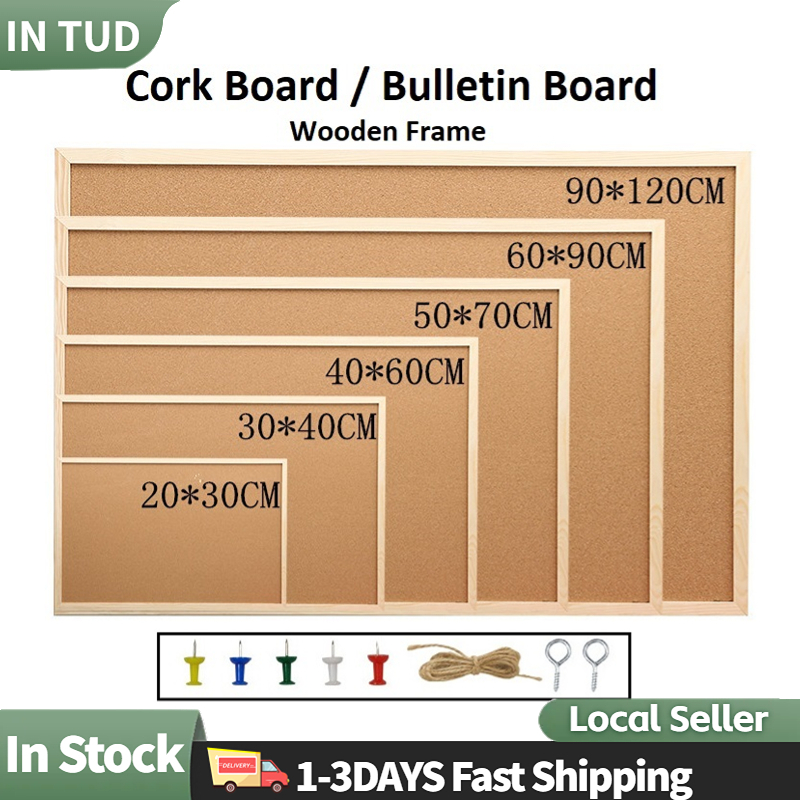 90*120cm Wooden Frame Bulletin Cork Message Board Photo Wall Background Board Shopee Philippines