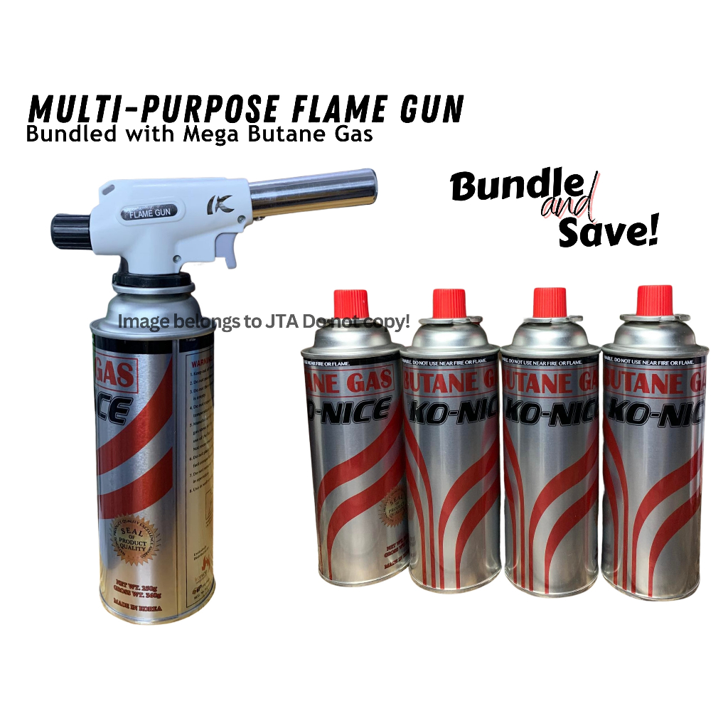Flame Gun Auto Ignition Blow Torch Bundled with Konice Butane Gas 250g