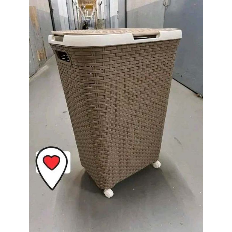 Rattan Cane Laundry Basket With cover & wheels Shopee Philippines