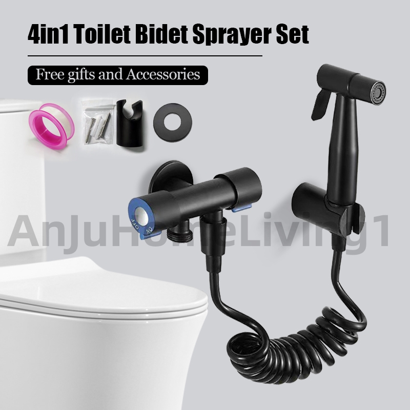 4in1 RCG Heavy Duty SUS304 Black Bidet Spray Set With Valve Stainless