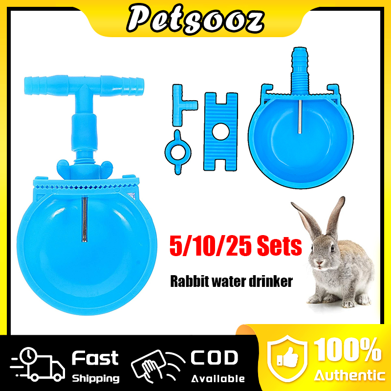 5/10/25 Sets Rabbit Drinker Automatic Nipple Drinking Cup Blue Water ...