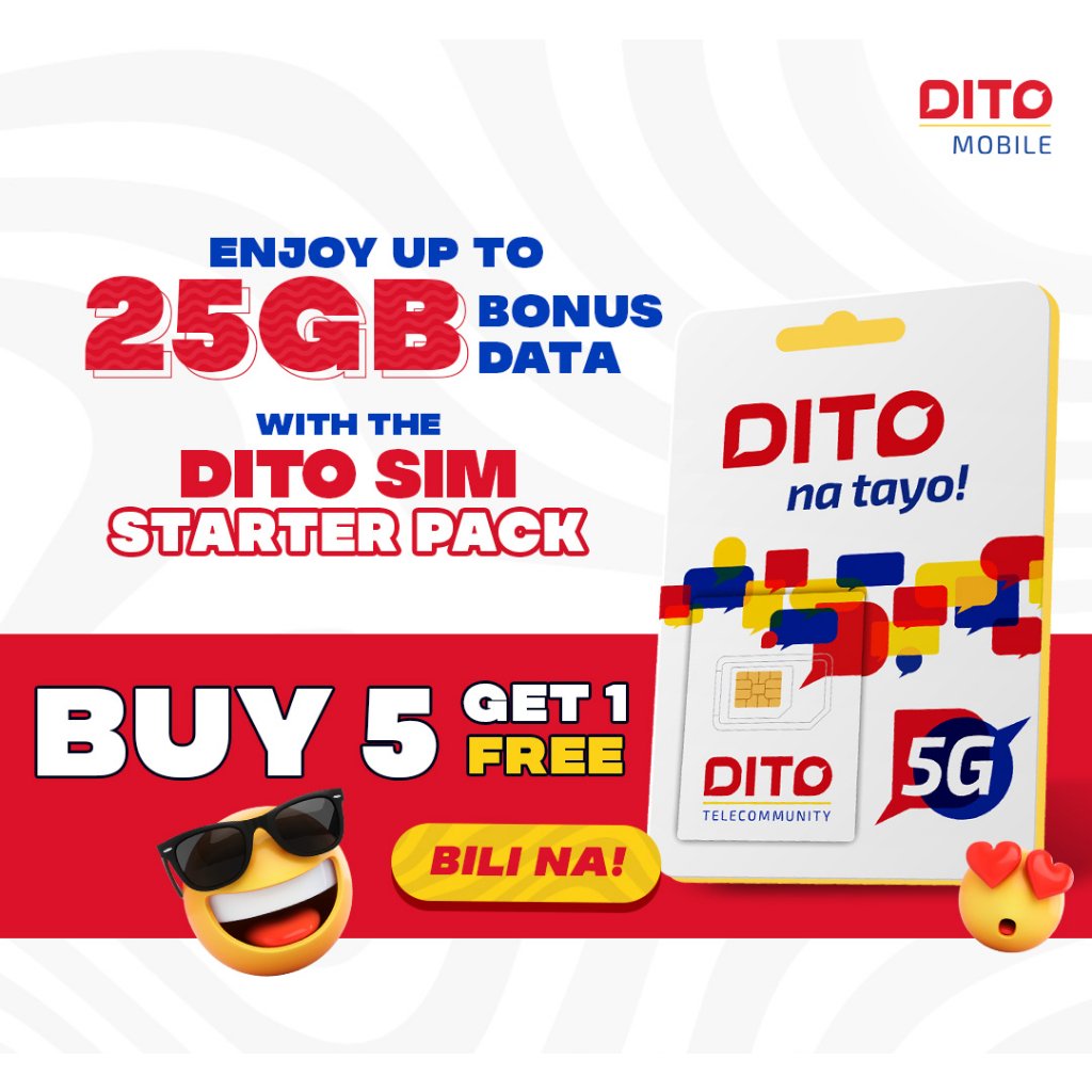 BUY 5 GET 1 DITO SIM FOR FREE - BRAND NEW DITO SIM Card 5G Ready (up to ...