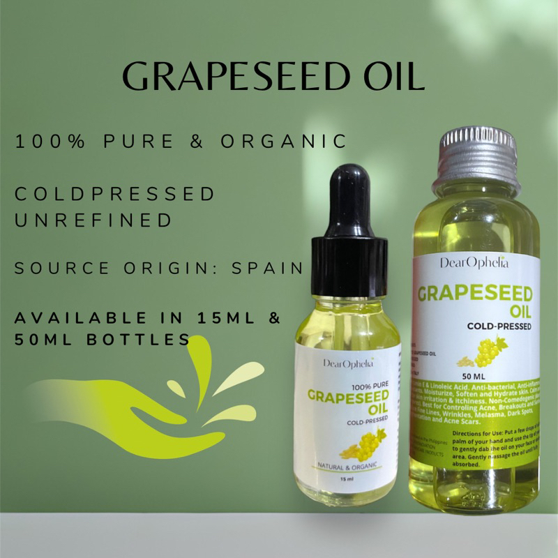 Pure Grapeseed Oil, Coldpressed From Spain, Antiaging, Melasma, Acne
