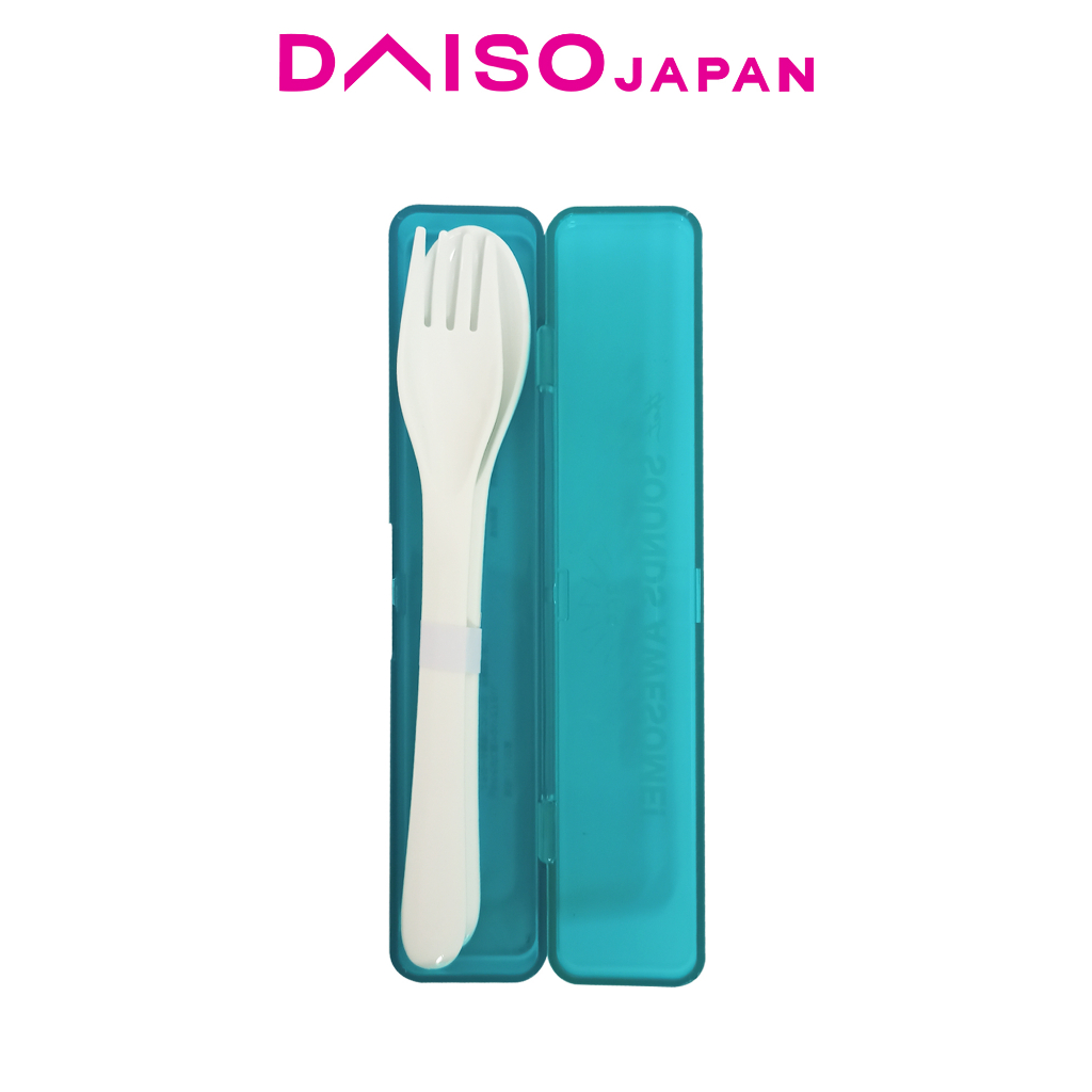 Daiso Spoon and Fork with Case in Blue Shopee Philippines