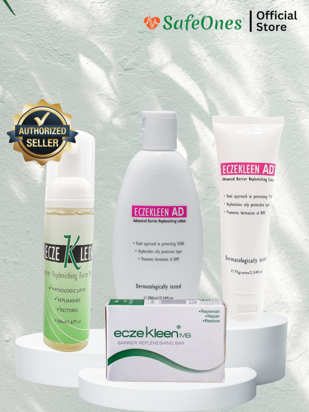 Eczekleen AD Lotion 200ml | AD Cream 75g | Foam Wash 80 ml | MB Bar 90g ...