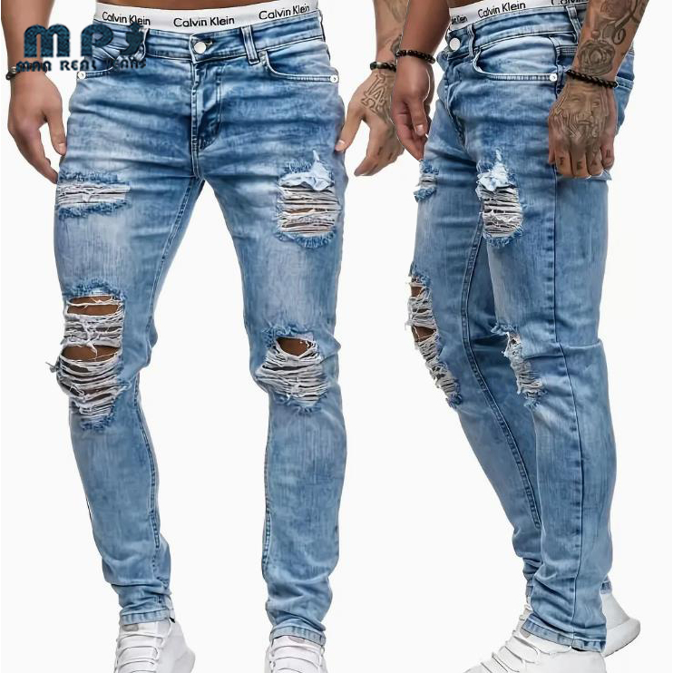 MPJ Tattered Jeans for man Skinny Jeans Ripped Stretchable Denim Maong ...