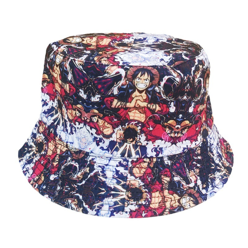 Fisherman Hat One Piece Anime Print Bucket Hat for Men and Women