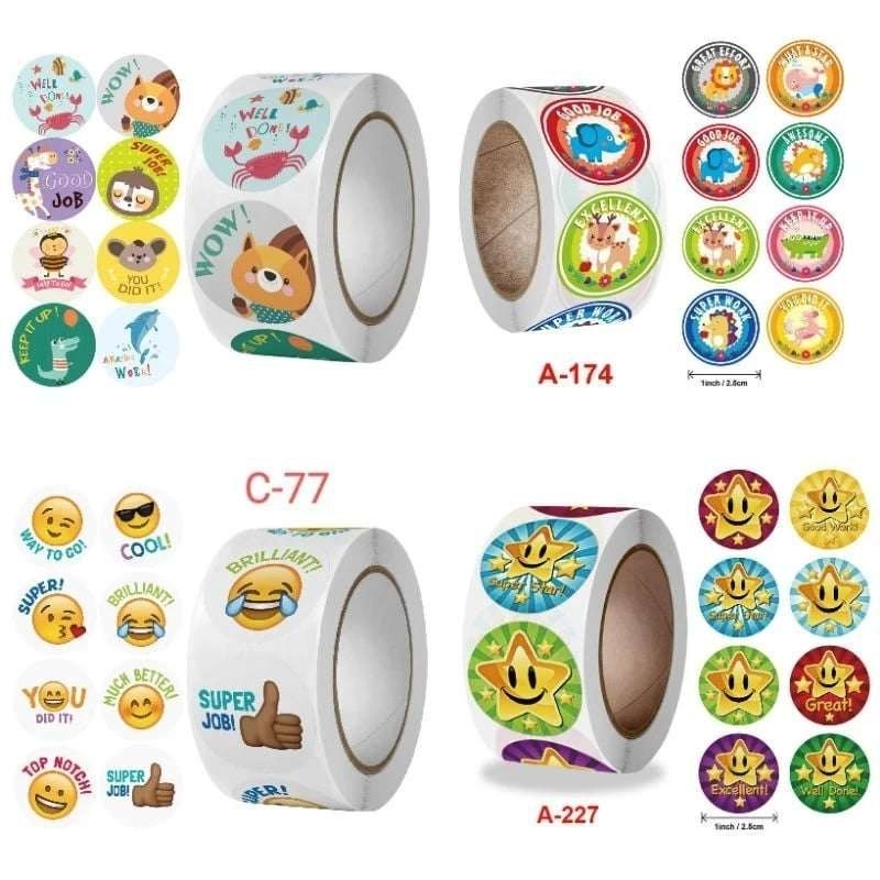 500 pcs Round shape 2.5cm Good Job Achievement sticker for Childrens ...