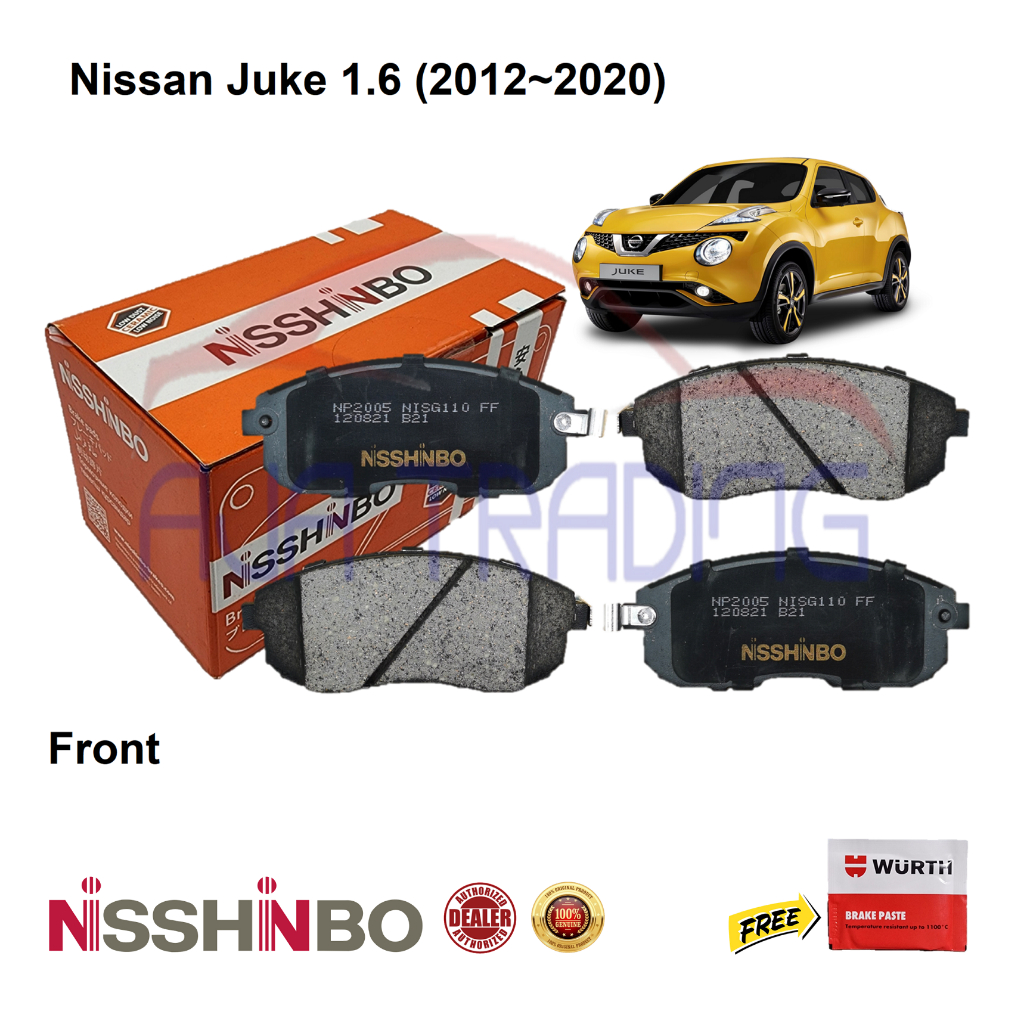 Genuine Nisshinbo Front Brake Pads with SHIMS for Nissan Juke 1.6 (2012