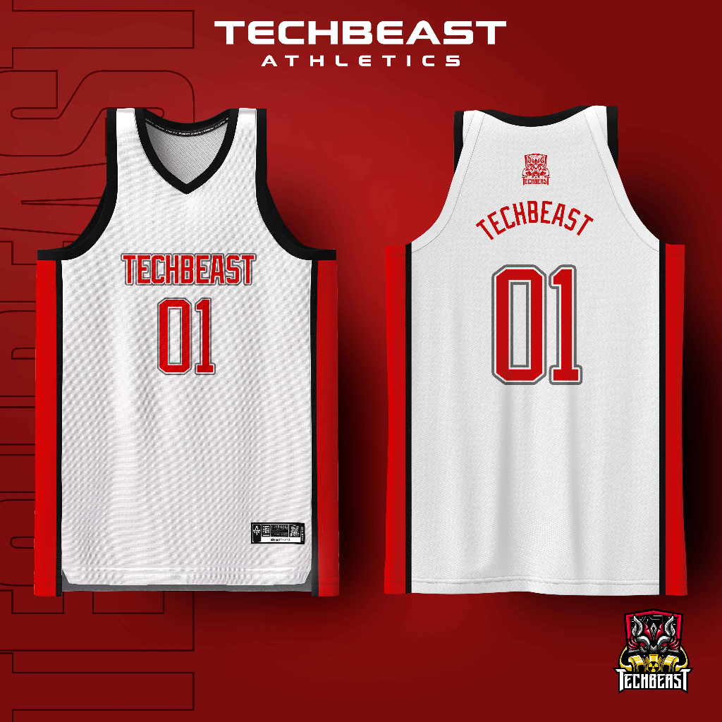 Basic Red Full Sublimation Basketball Jersey Techbeast ( CUSTOM NAME ...