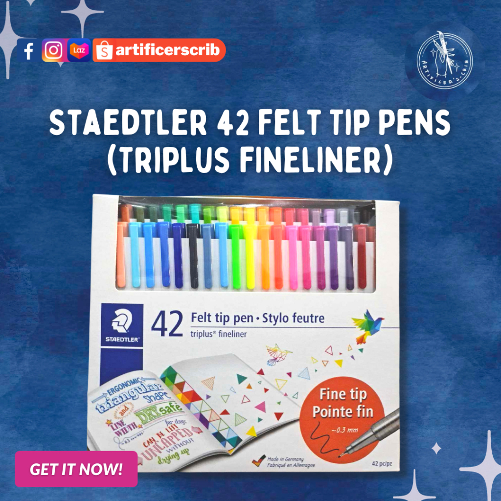 STAEDTLER Triplus Fineliner Pens - Assorted Colours (Pack of 42) - NEW