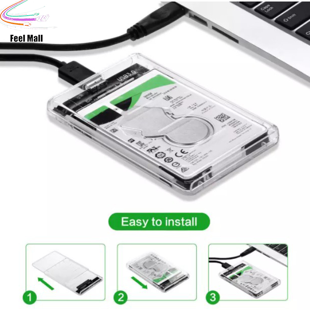 USB to SATA Hard Drive Enclosure Transparent Clear HDD SSD  Enclosure External Case