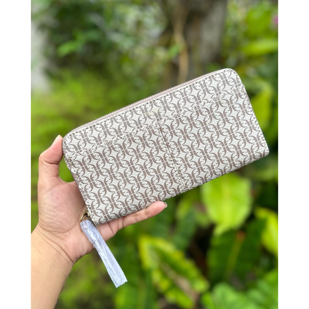FOSSIL Women's Tara Leather Zip Around Clutch Wallet for Women Shopee