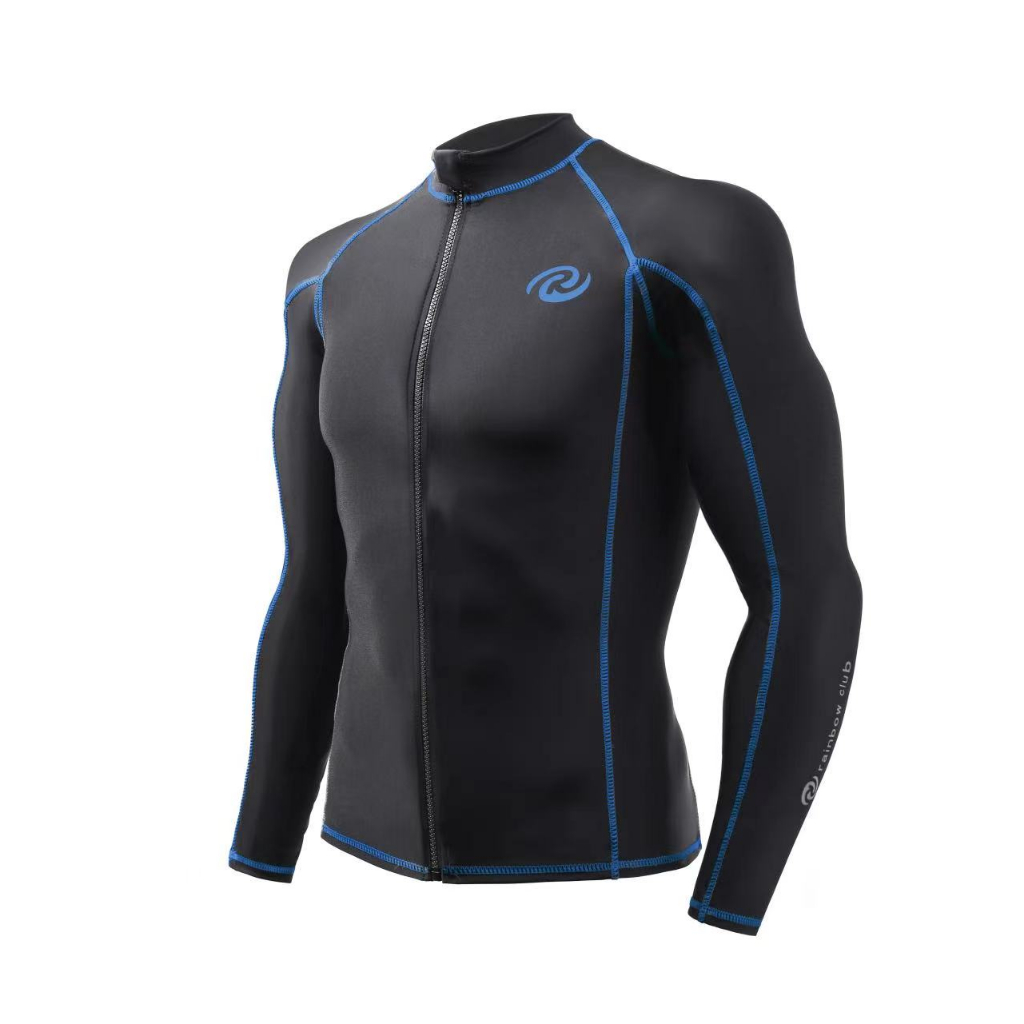 RAINBOW long sleeve rushguard w/zipper top upper snorkeling rash guard