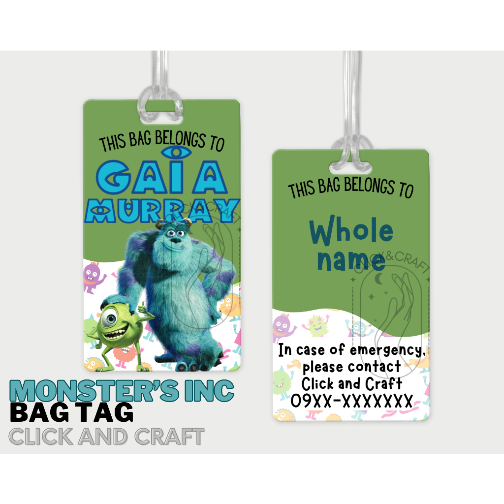 Monsters Inc Bag Tag High Gloss Pet Plastic Shopee Philippines