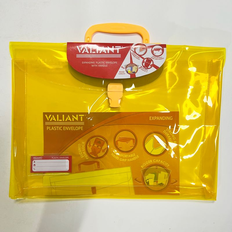 Valiant Expanding Plastic Envelope With Handle Pushlock Bag Office