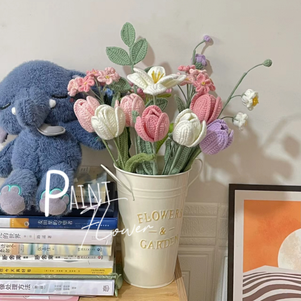 crochet tulip flower sunflower flower per stem gift idea for teacher