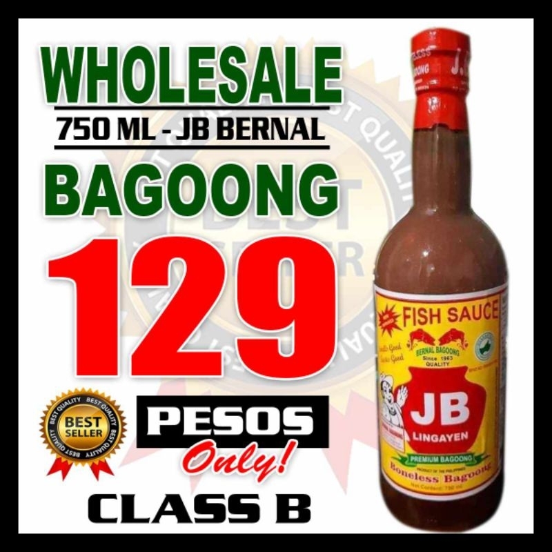 Fish Sauce Boneless Bagoong JB BERNAL 750ML Class B ( Smells Good Taste ...