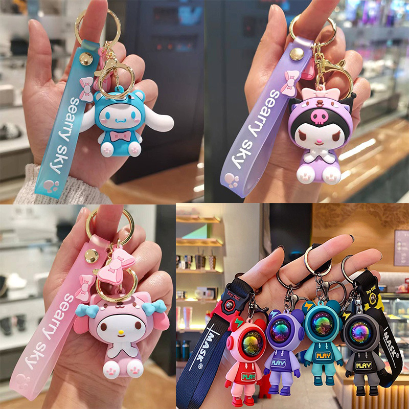 3D Sanrio Cartoon Cute Keychain Silicone Key Ring Key Chain Car bag ...