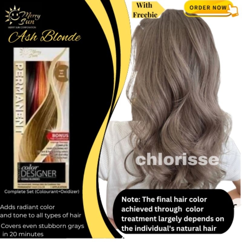 Merry Sun Ash Blonde Permanent Hair Color Complete Hair Coloring Set With Colourant And Oxidizer 5905