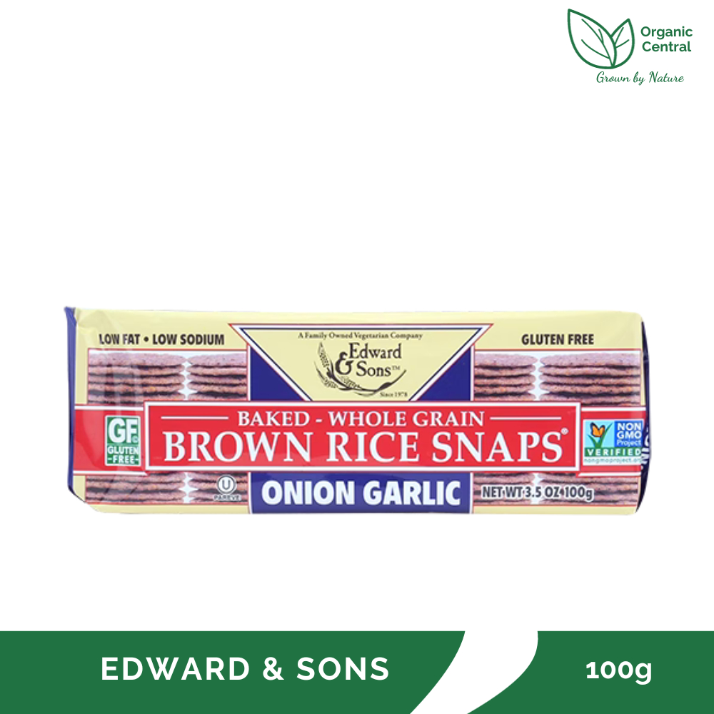 Edward & Sons Organic Baked Whole Grain Rice Snaps Onion Garlic 100g ...