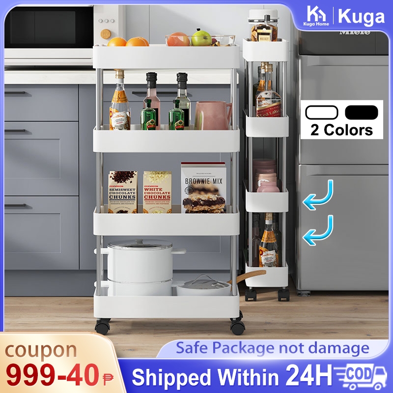 4 Layer Moving Rack Kitchen Storage Shelf Wall Home Bedroom