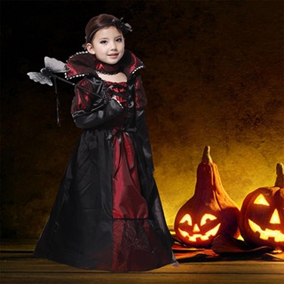2023 Halloween Cosplay Girls Witch Vampire Dress Infant Zombie Devil  Skeleton Masquerade Carnival Party Children Clothing Set