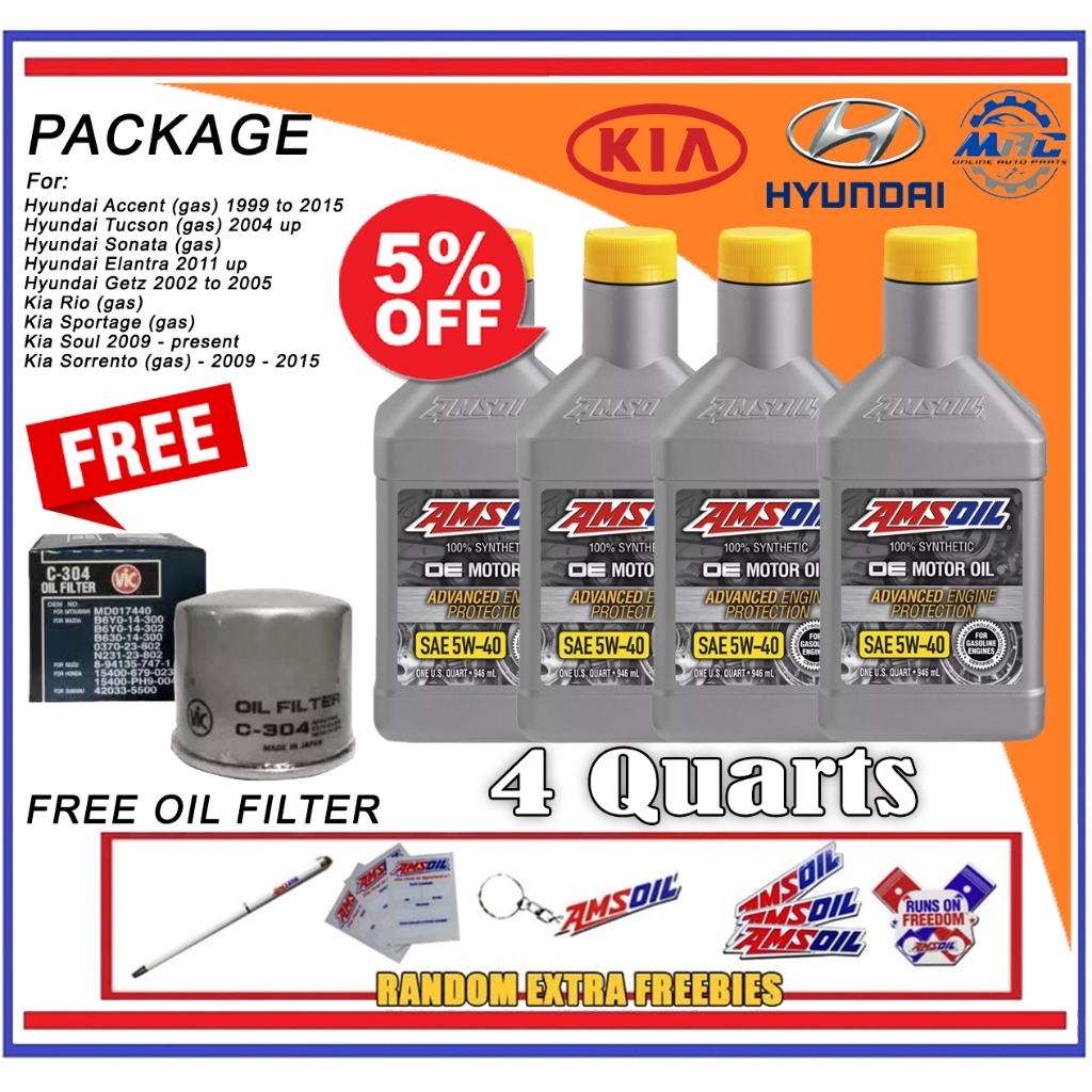 AMSOIL OE Motor Oil 5W40 Fully Synthetic GASOLINE ENGINE oil 4 Quarts ...
