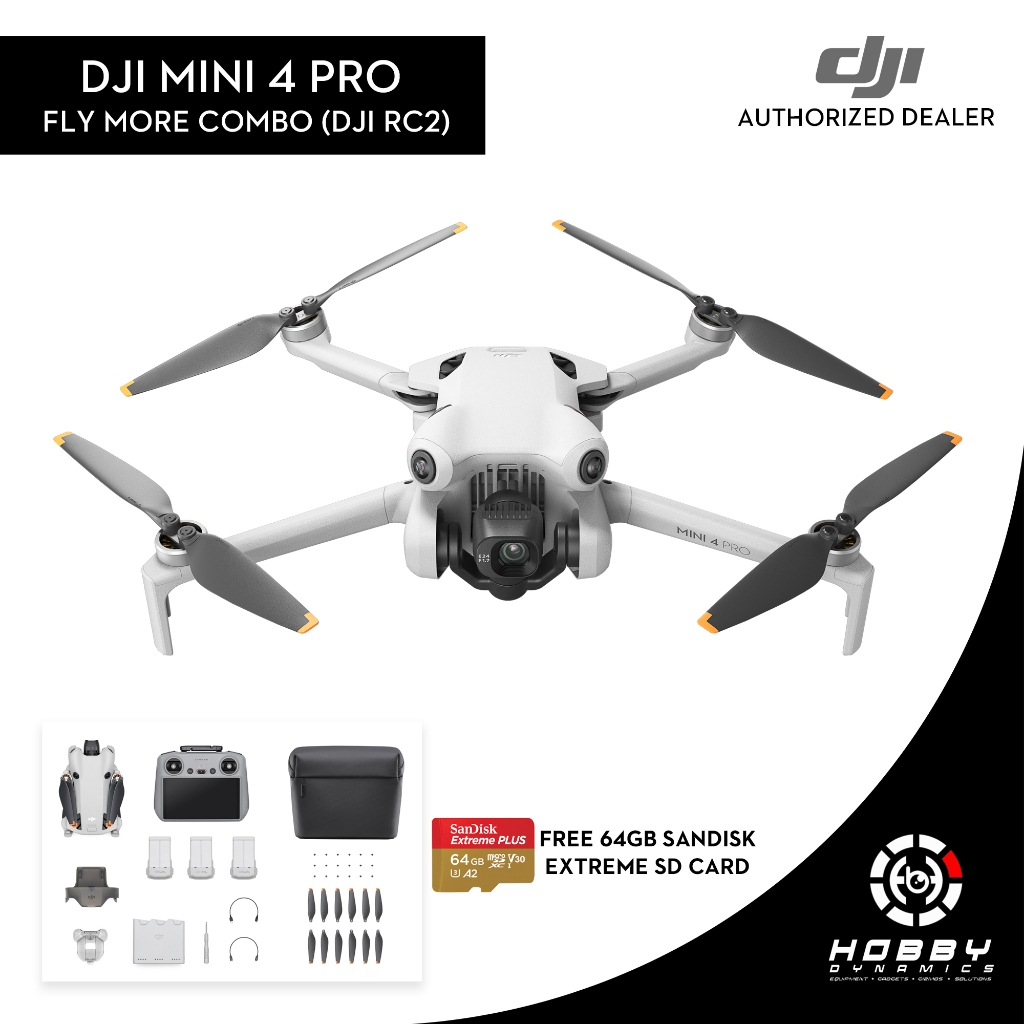 DJI Mini 4 Pro Fly More Combo Plus (DJI RC2) with FREE Sandisk Extreme