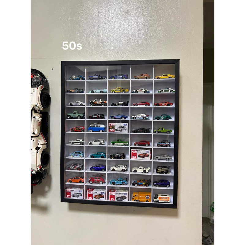 Hot Wheels 52-Car Display Rack – Wooden Frame Holds Carded 1:64 Scale Cars, Disney Pixar Characters Too!