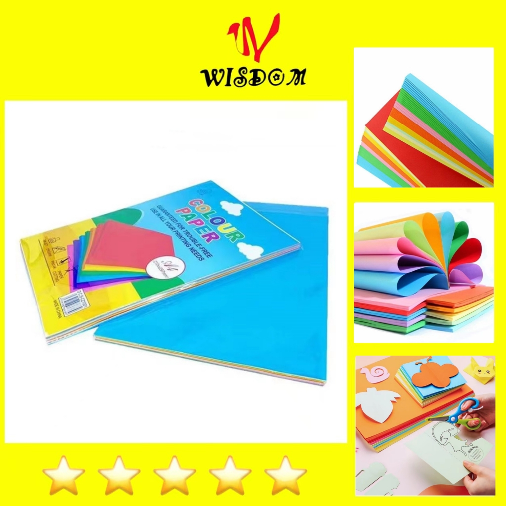 WISDOM A4 COLORED PAPER 100sheets (210X297mm) SCHOOL SUPPLIES/GIVEAWAYS