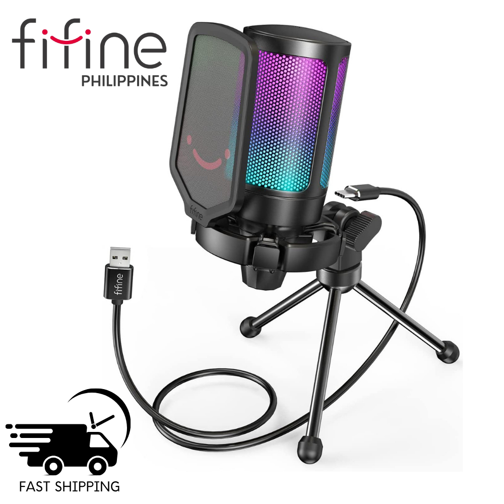 FIFINE A6V Ampligame A6V RGB USB Microphone Gaming Microphone And ...