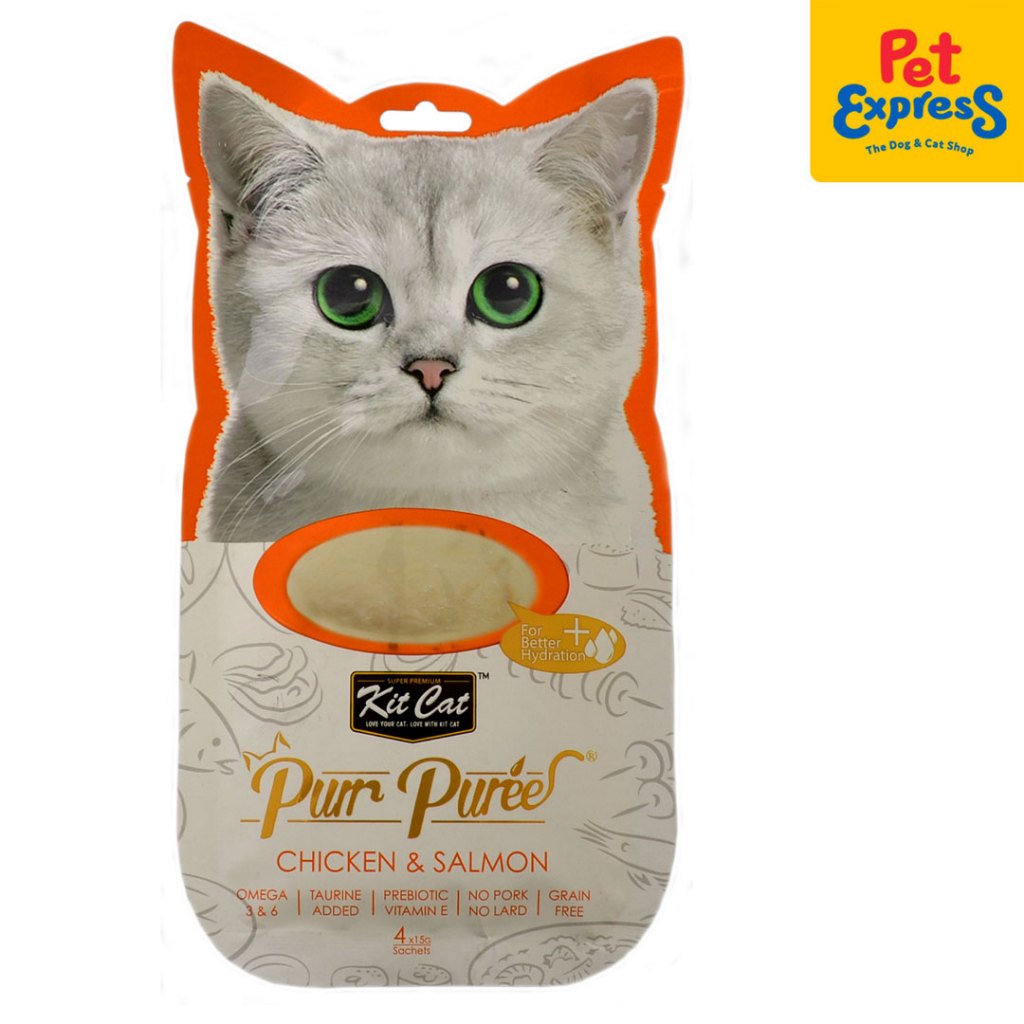 Kit Cat Purr Puree Chicken and Salmon Cat Treats 15gx4 (EXPIRATION