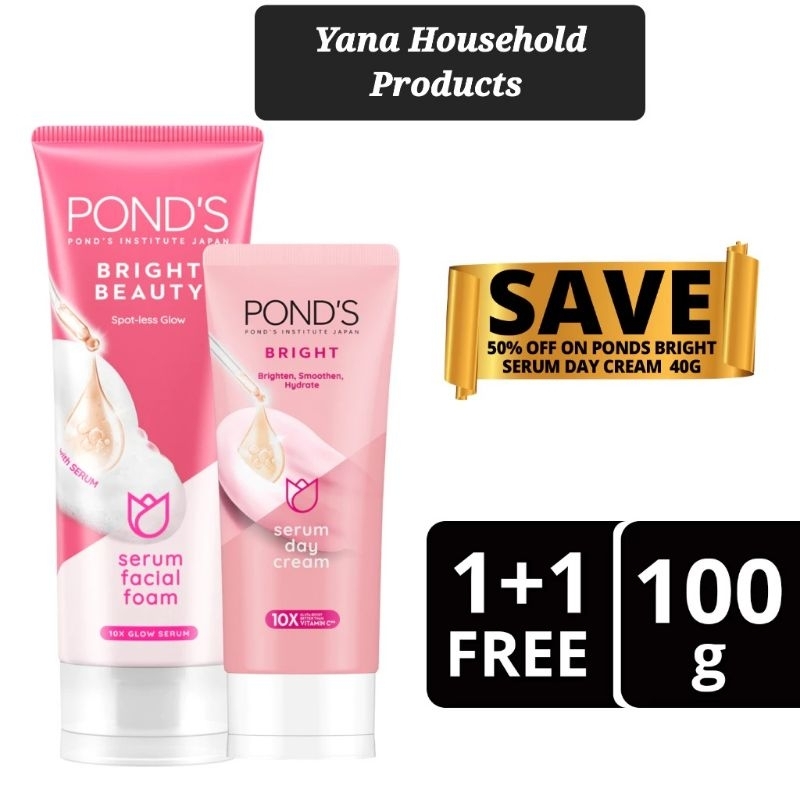 POND'S BRIGHT SERUM FACIAL FOAM 100g + POND'S BRIGHT SERUM DAY CREAM