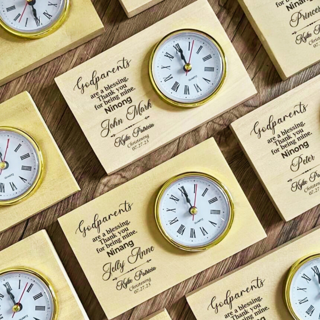 Custom Laser Engraved Wooden Desk Clock Shopee Philippines