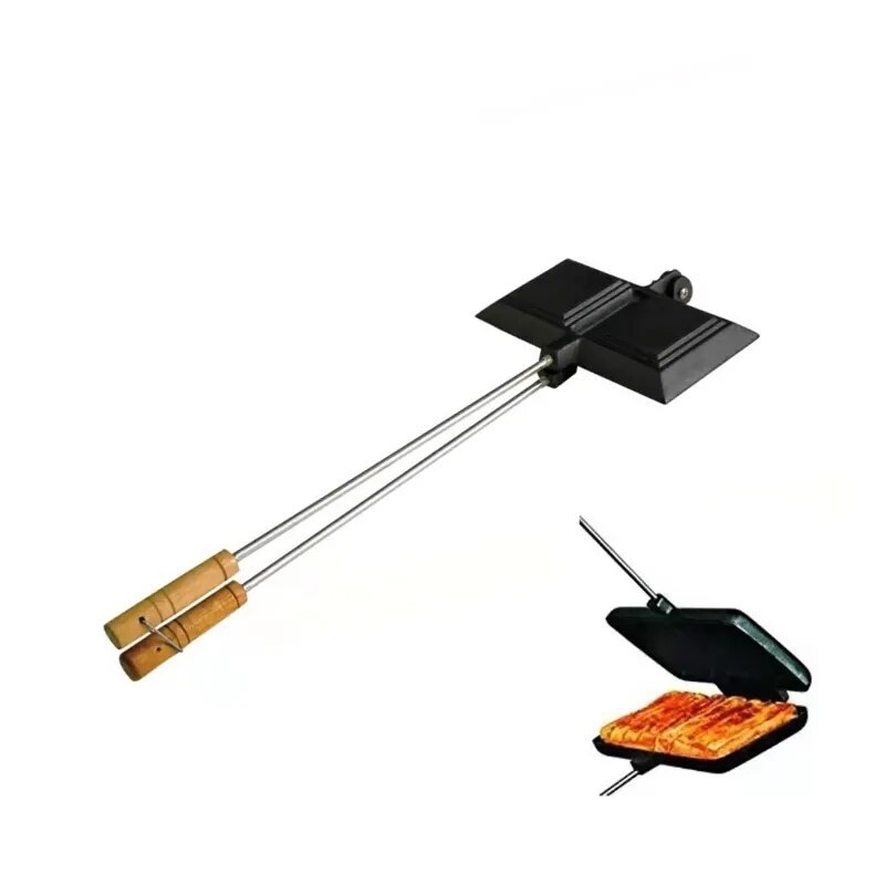 Cast Iron Double Jaffle Iron Bread Maker Sandwich Pot Charcoal Grill