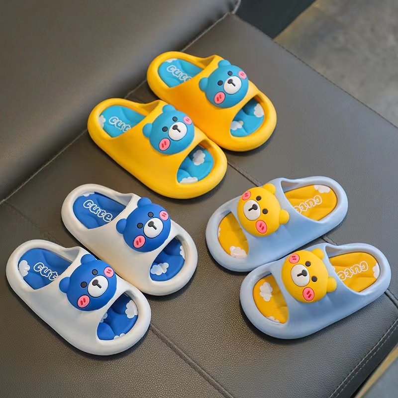 [Luckiss】New Cute stylish cartoon bear children's slippers summer ...