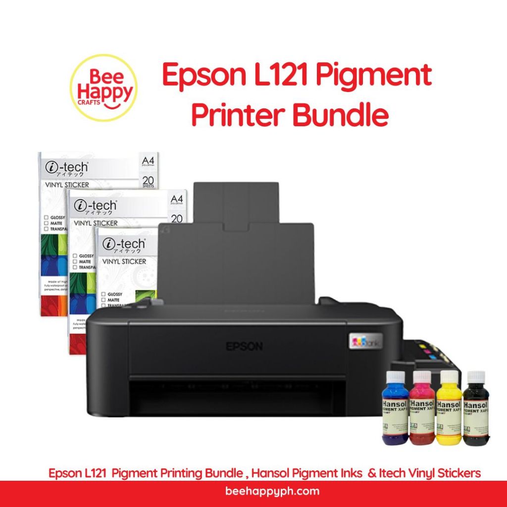 Epson L121 Pigment Printer Bundle (L121 + Hansol Pigment Inks + Vinyl