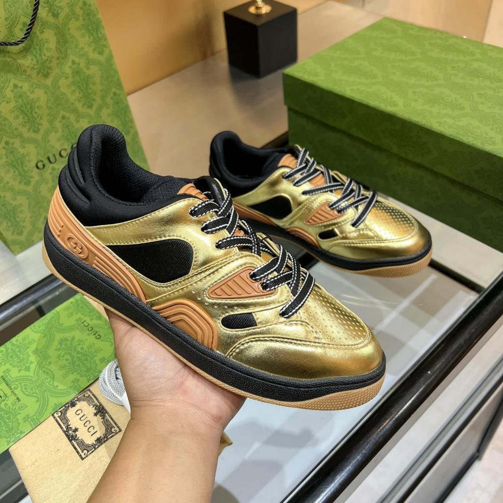 Gucci Low cut Sprots Basketball Shoes Casual Sneakers For Men Women Gold Orange