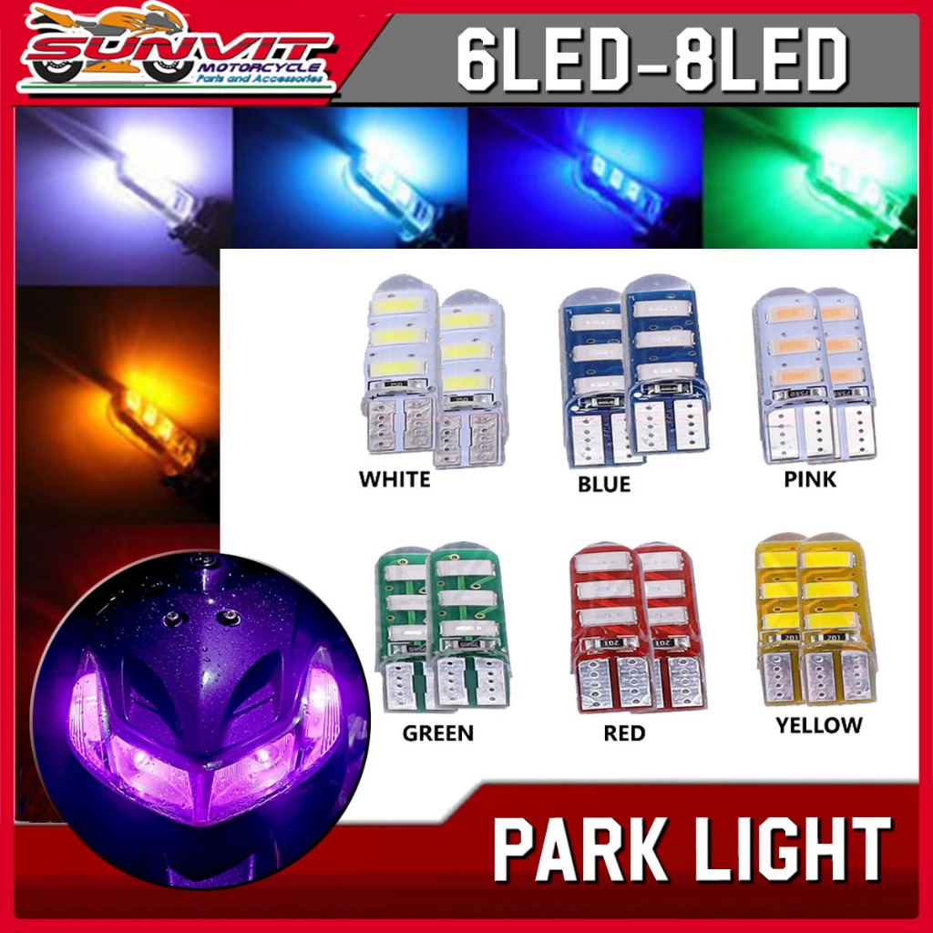 MOTORCYCLE UNIVERSAL T10 12V JELLY PARK LIGHT 6LED 8LED #2864 | Shopee ...