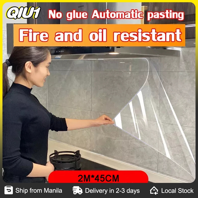 Oil Proof Wallpaper Kitchen Electrostatic Adsorption Transparent Wall Protection Film Multi Size