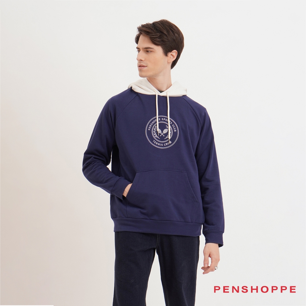 Penshoppe Relaxed Fit Hoodie With Penshoppe Embroidery For Men (Blue ...