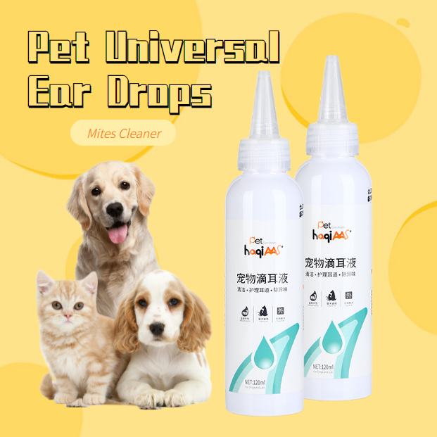120ML Pet Dog Cat Ear Drops Mites Cleaner Odor Removal Ear Drop