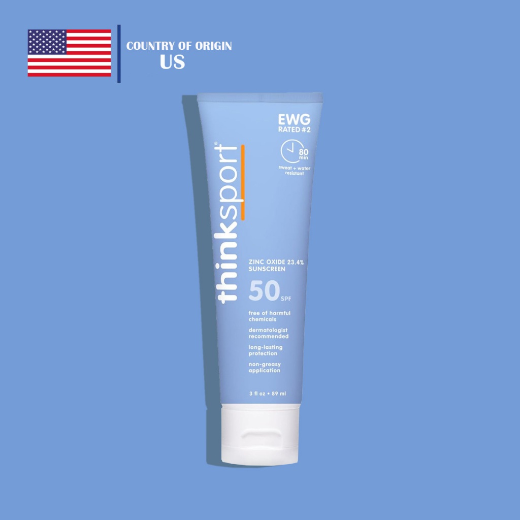 Thinksport SPF 50+ Mineral Sunscreen Safe, Natural Sunblock for Sports