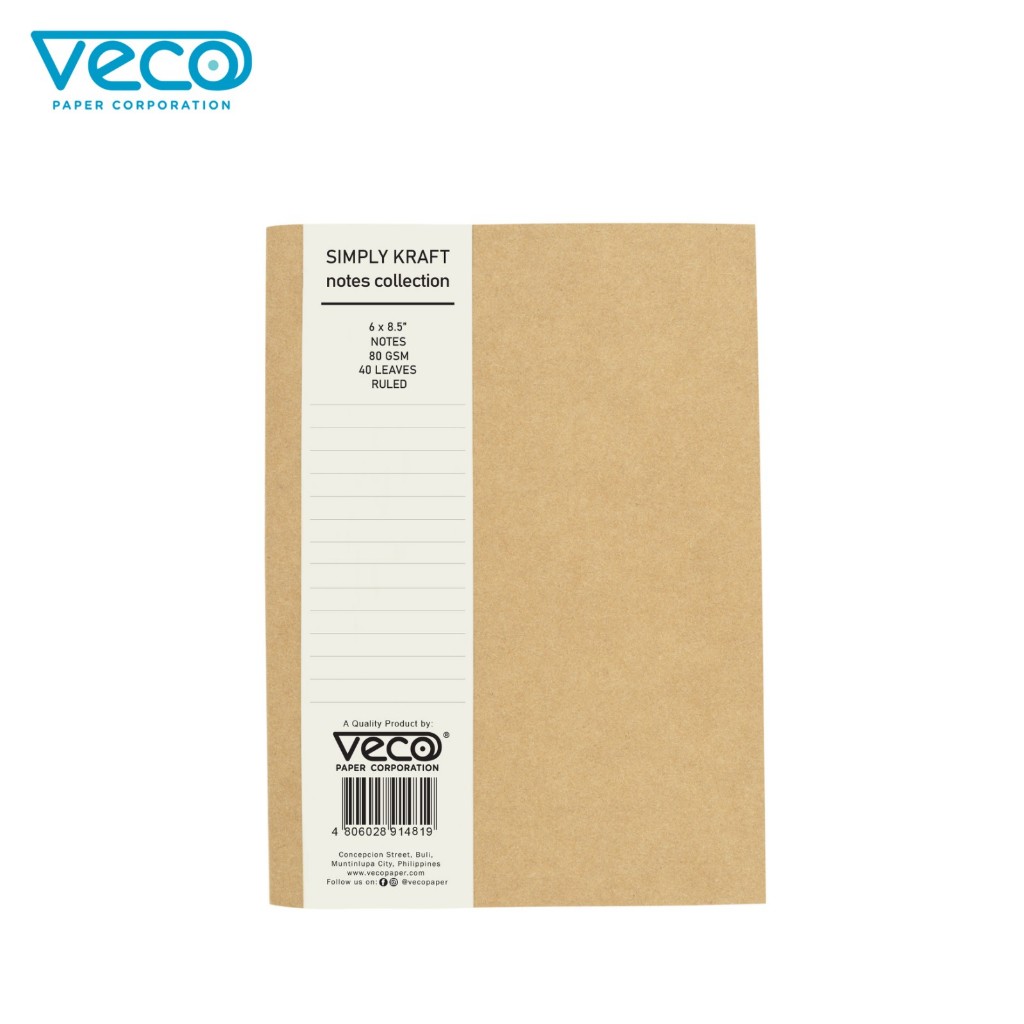 Veco Simply Kraft Notes Collection 80gsm 40lvs 6x8.5 (Ruled/Dotted ...